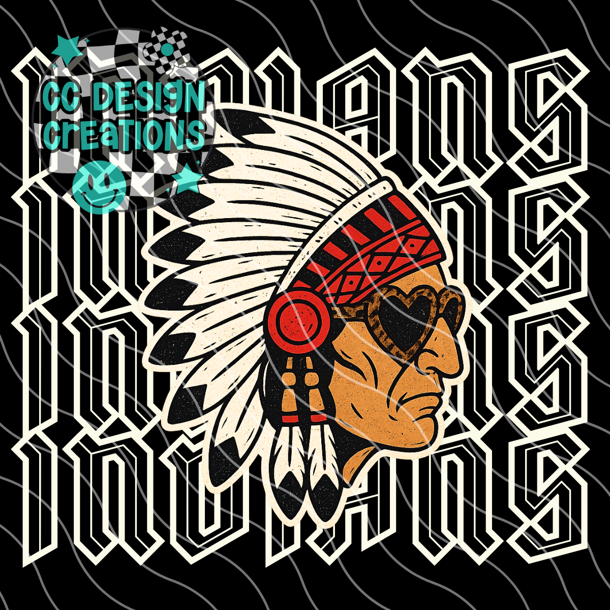 Indians Preppy Grunge Mascot PNG Digital Download