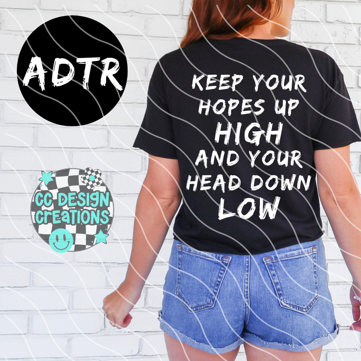 ADTR Keep Your Hopes Up High PNG Digital Download (Black & White)