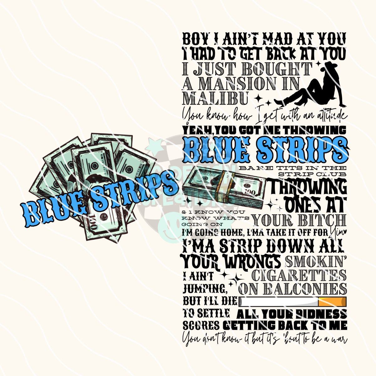 Jessie Murph Blue Strips PNG Digital Download