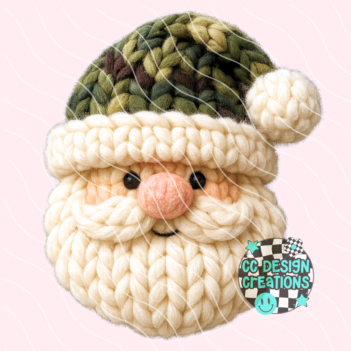 FAUX YARN Camo Santa PNG Digital Download