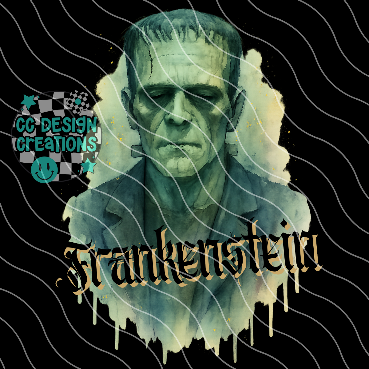 Frankenstein Horror Watercolor PNG Digital Download