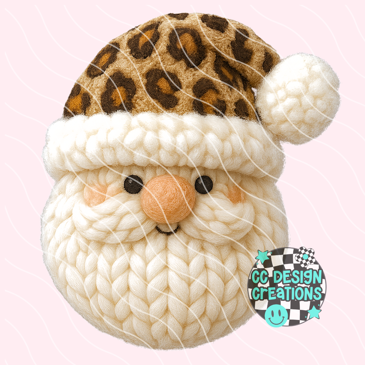 FAUX YARN Leopard Santa PNG Digital Download