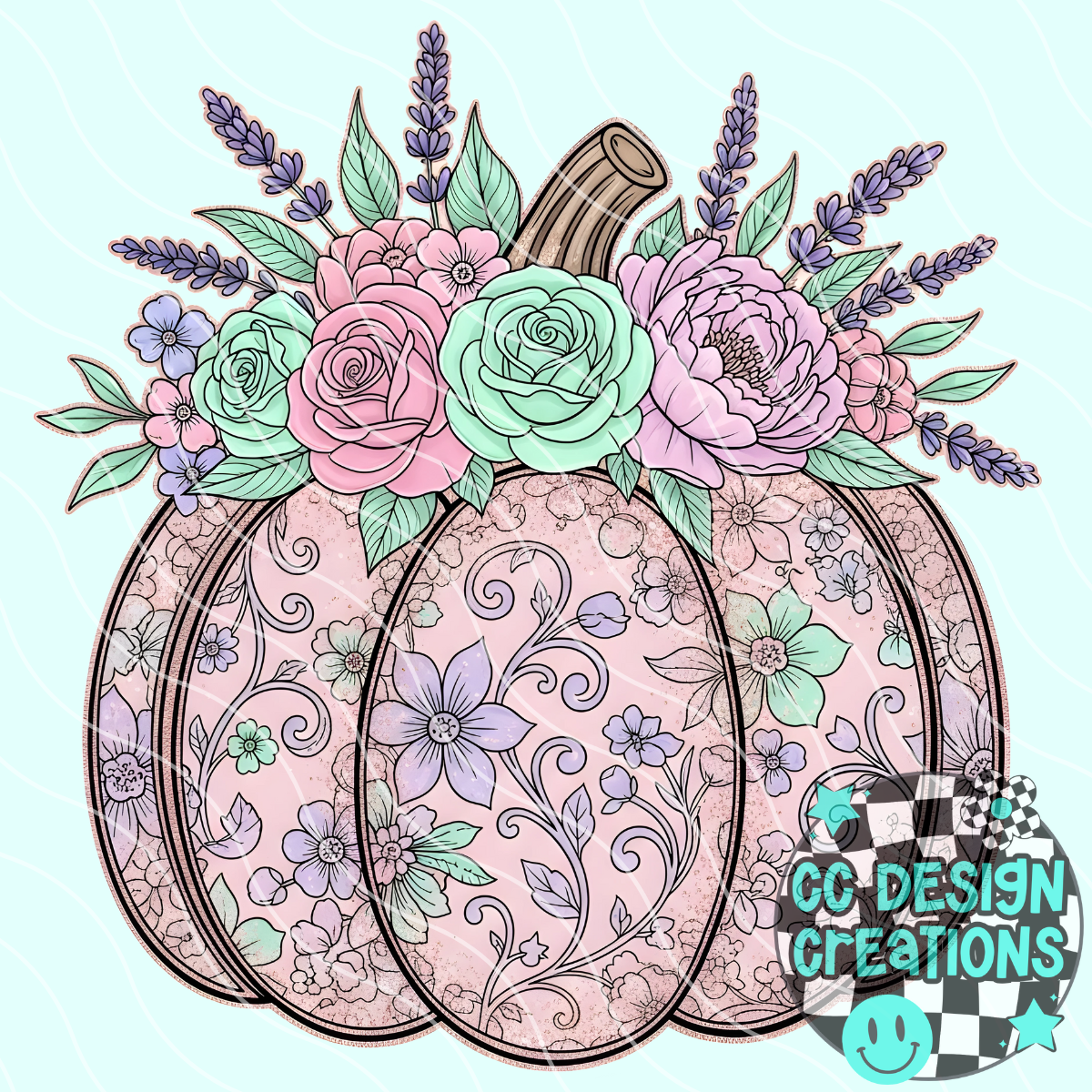 Floral Fall Pumpkin PNG Digital Download