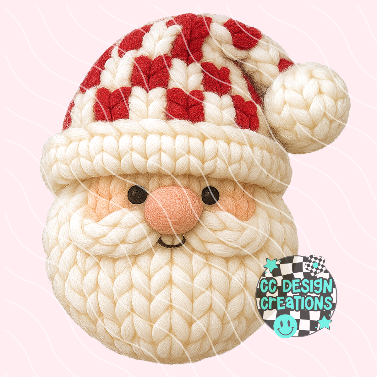 FAUX YARN Checkered Santa PNG Digital Download