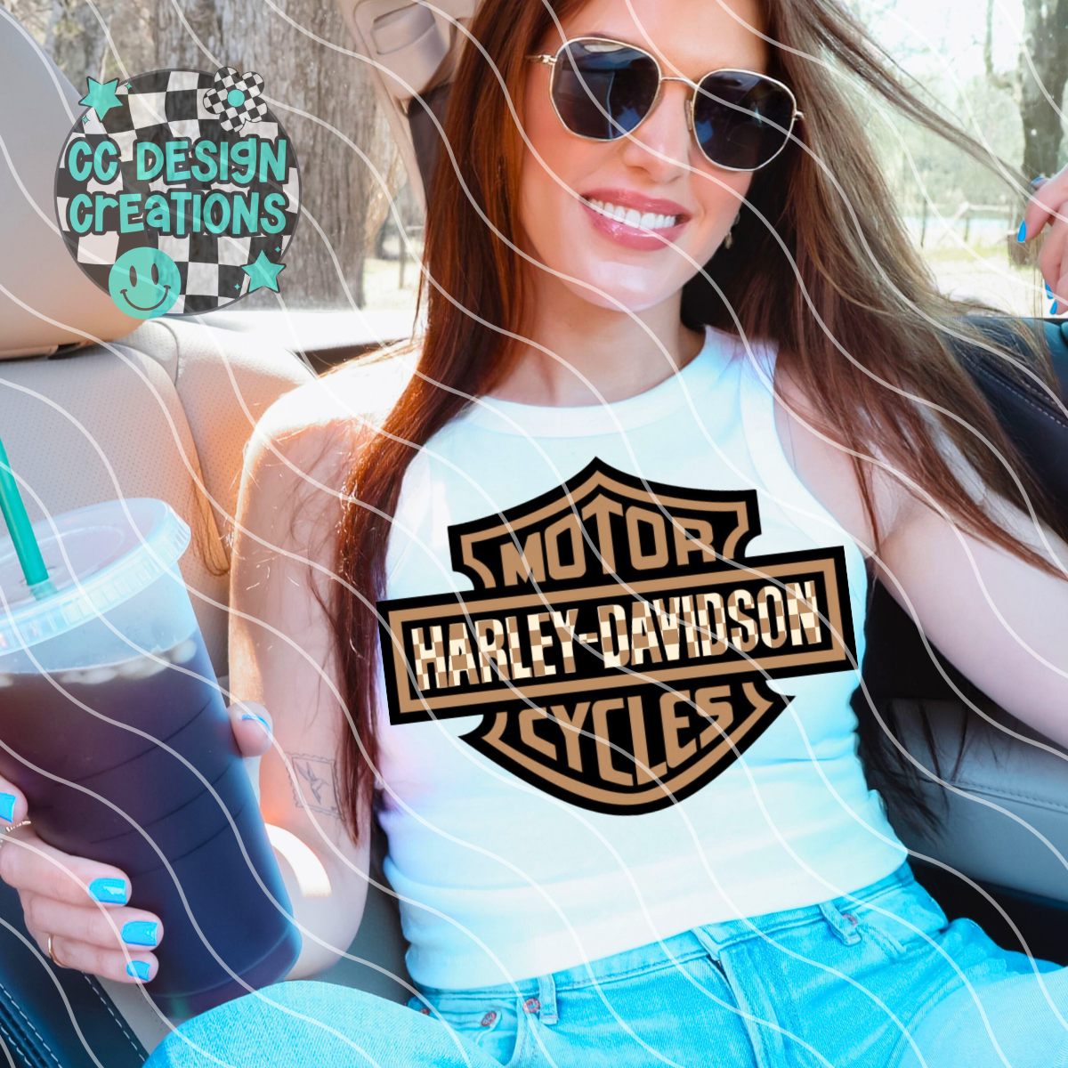 Checkered Harley PNG Digital Download