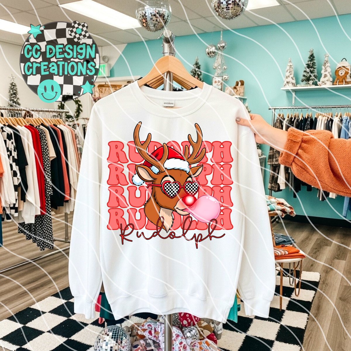 Retro Christmas Rudolph PNG Digital Download