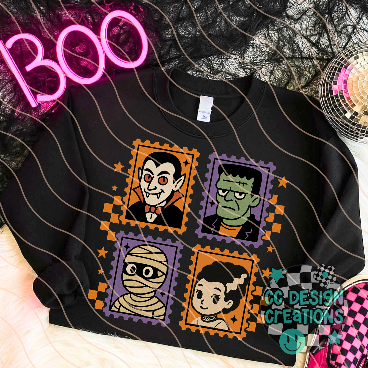 Classic Monster Stamps PNG Digital Download