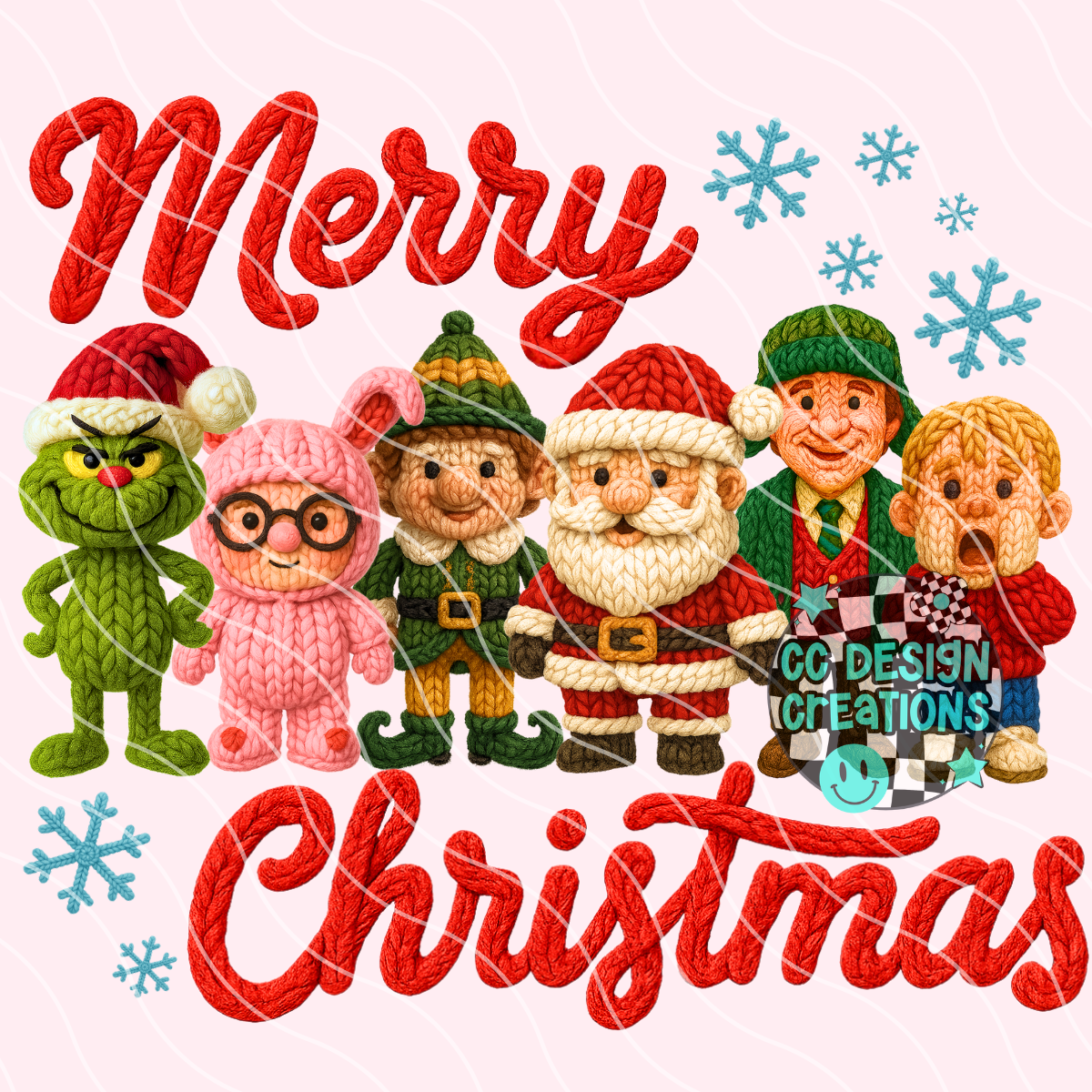 FAUX YARN Merry Christmas Characters PNG Digital Download