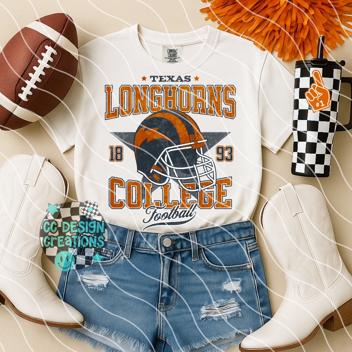 Retro All Star TX Horns Football PNG Digital Download
