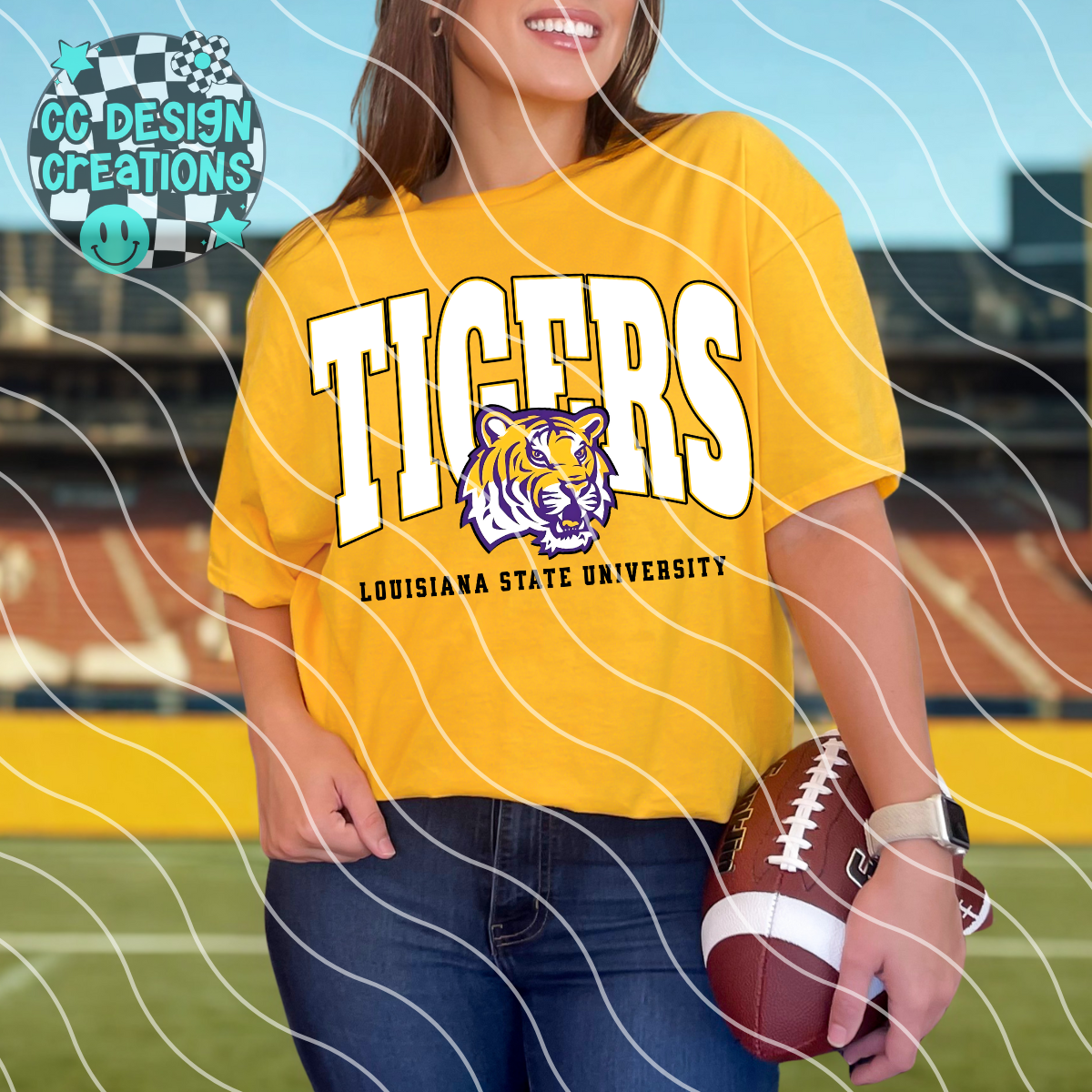 L S U Tigers Varsity Football PNG Digital Download (2 Files/Distressed Included)