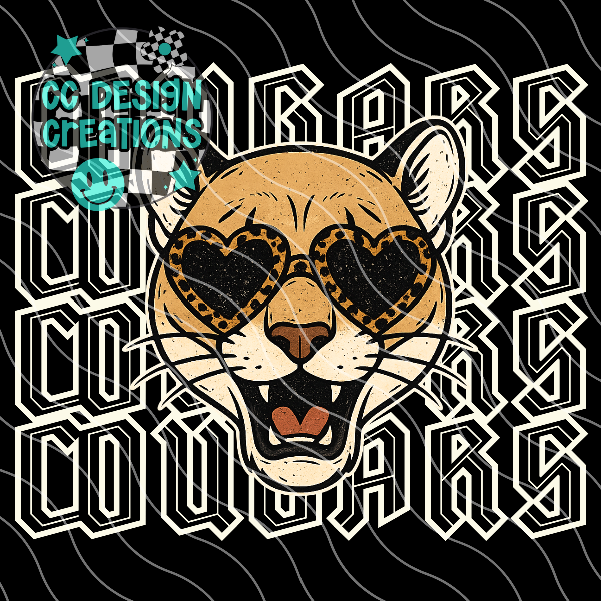 Cougars Preppy Grunge Mascot PNG Digital Download