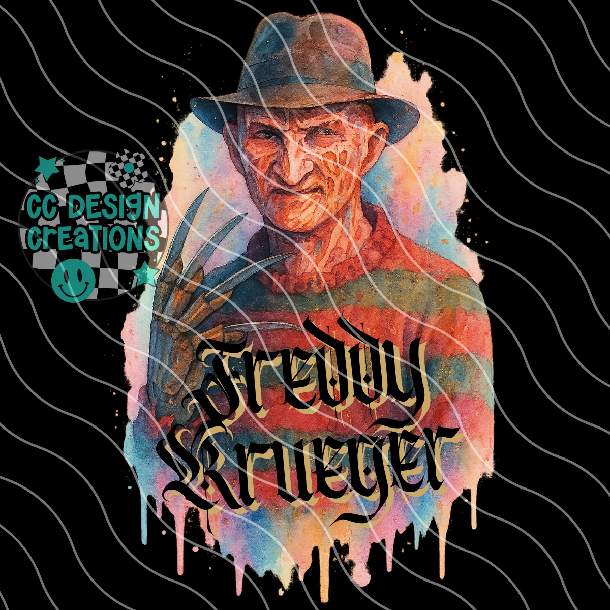 Freddy Horror Watercolor PNG Digital Download