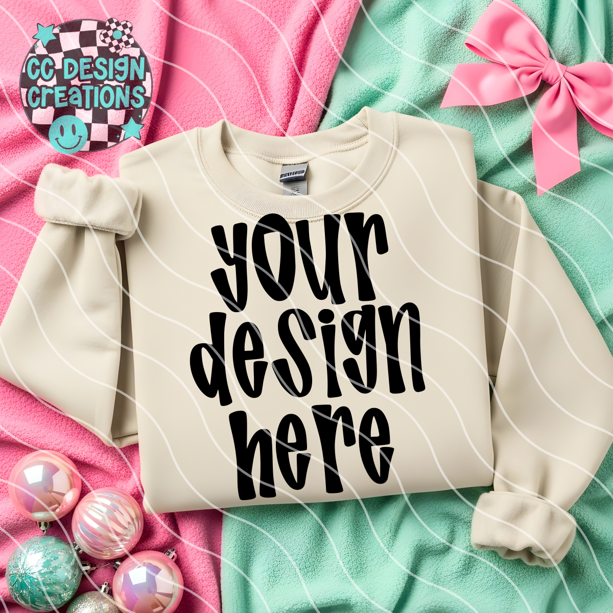 Ivory Pink and Mint Sweatshirt Christmas Flatlay Mock