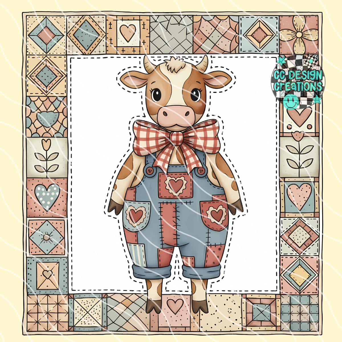 Patchwork Cow PNG Digital Download