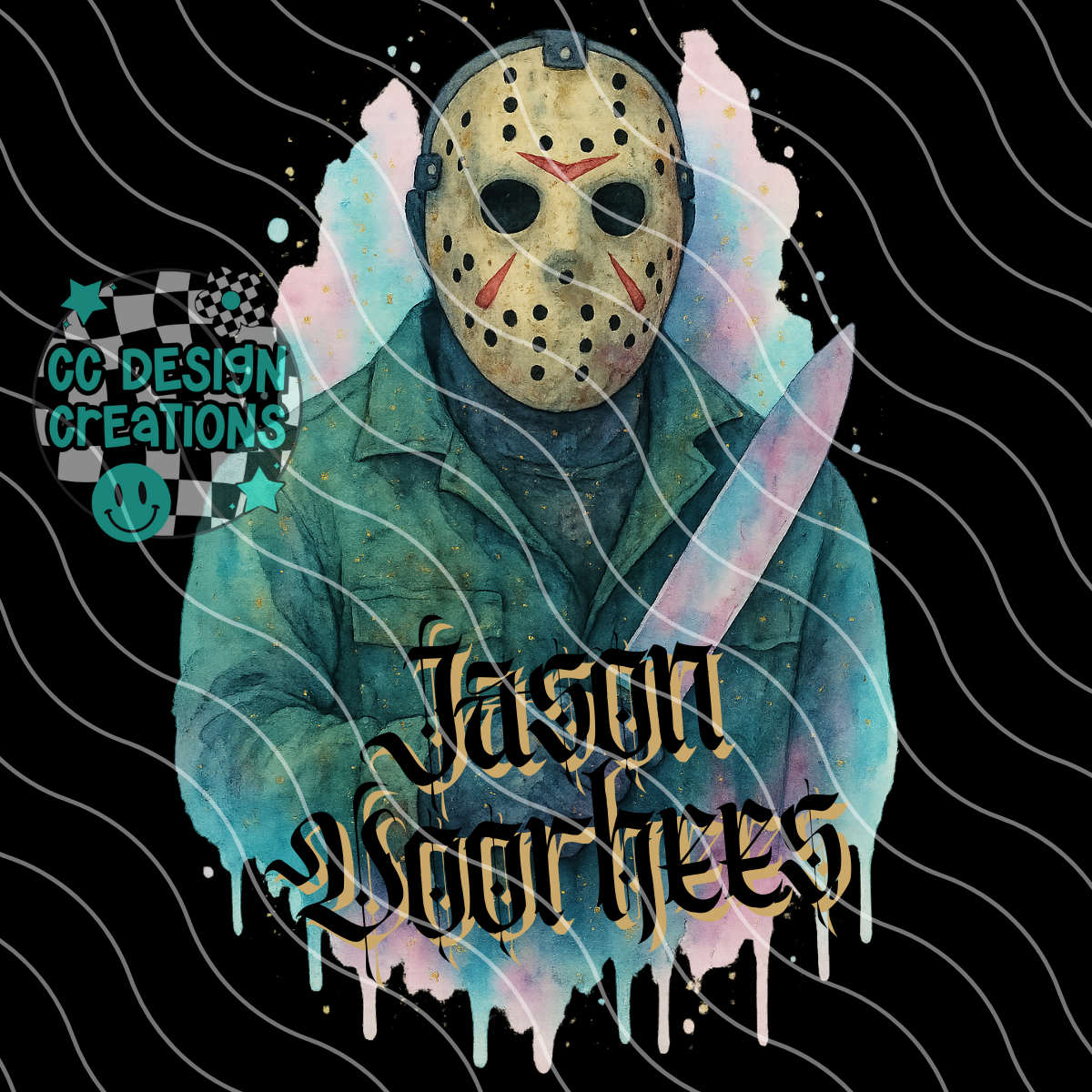 Jason Horror Watercolor PNG Digital Download
