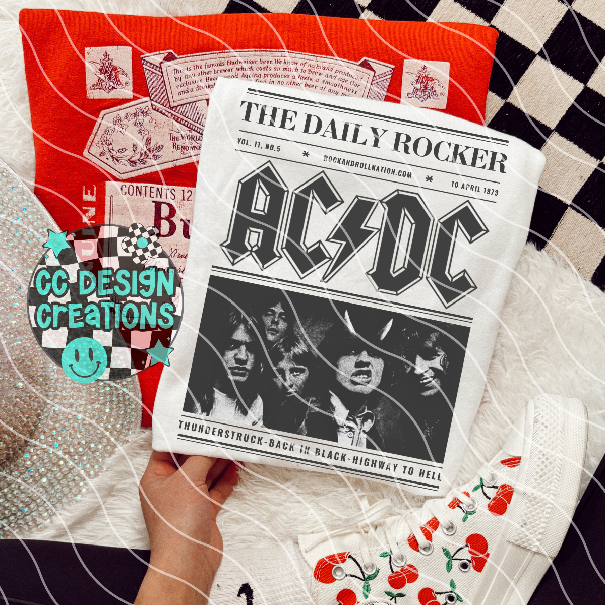 Rock N Roll Newspaper ACDC PNG Digital Download
