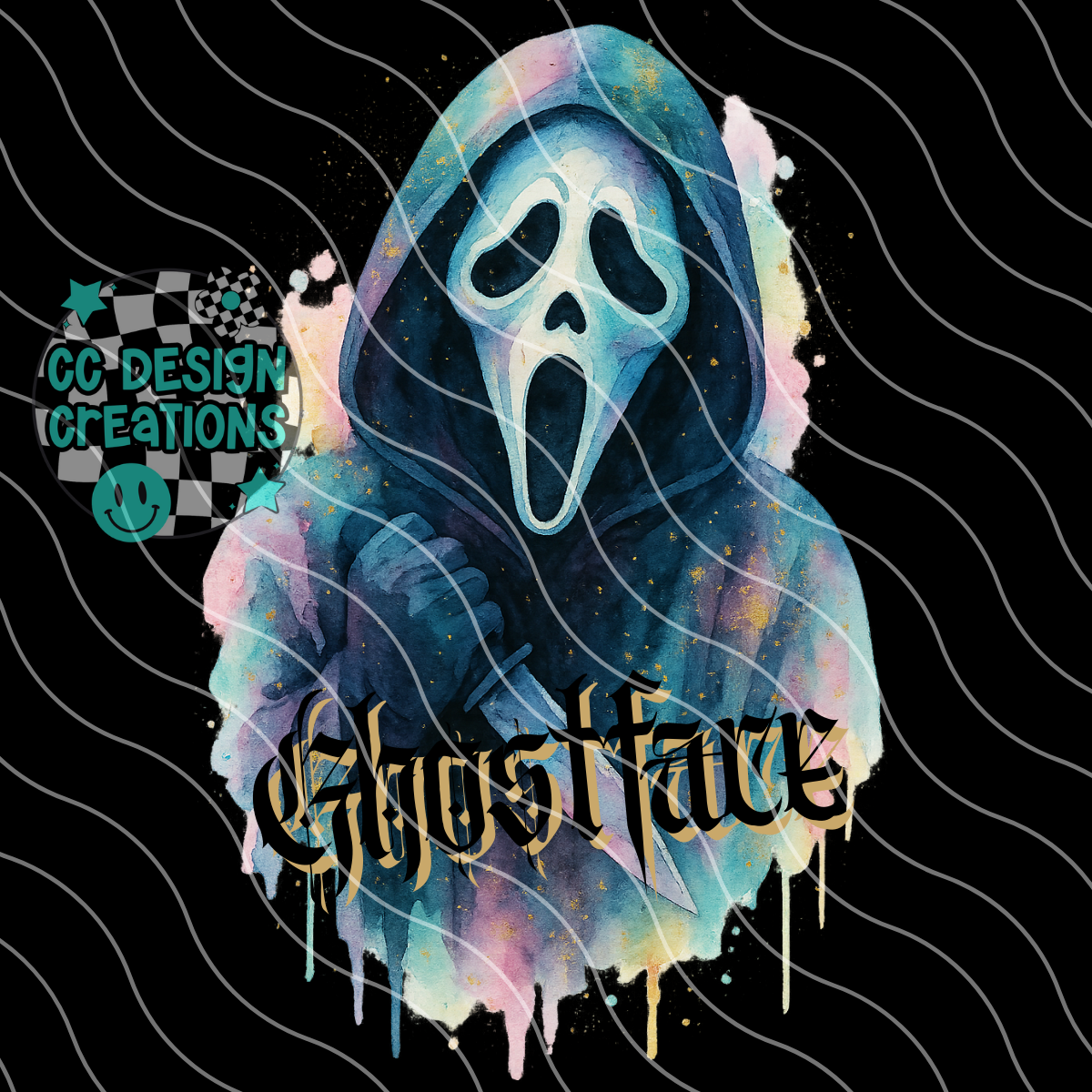 Ghostface Horror Watercolor PNG Digital Download