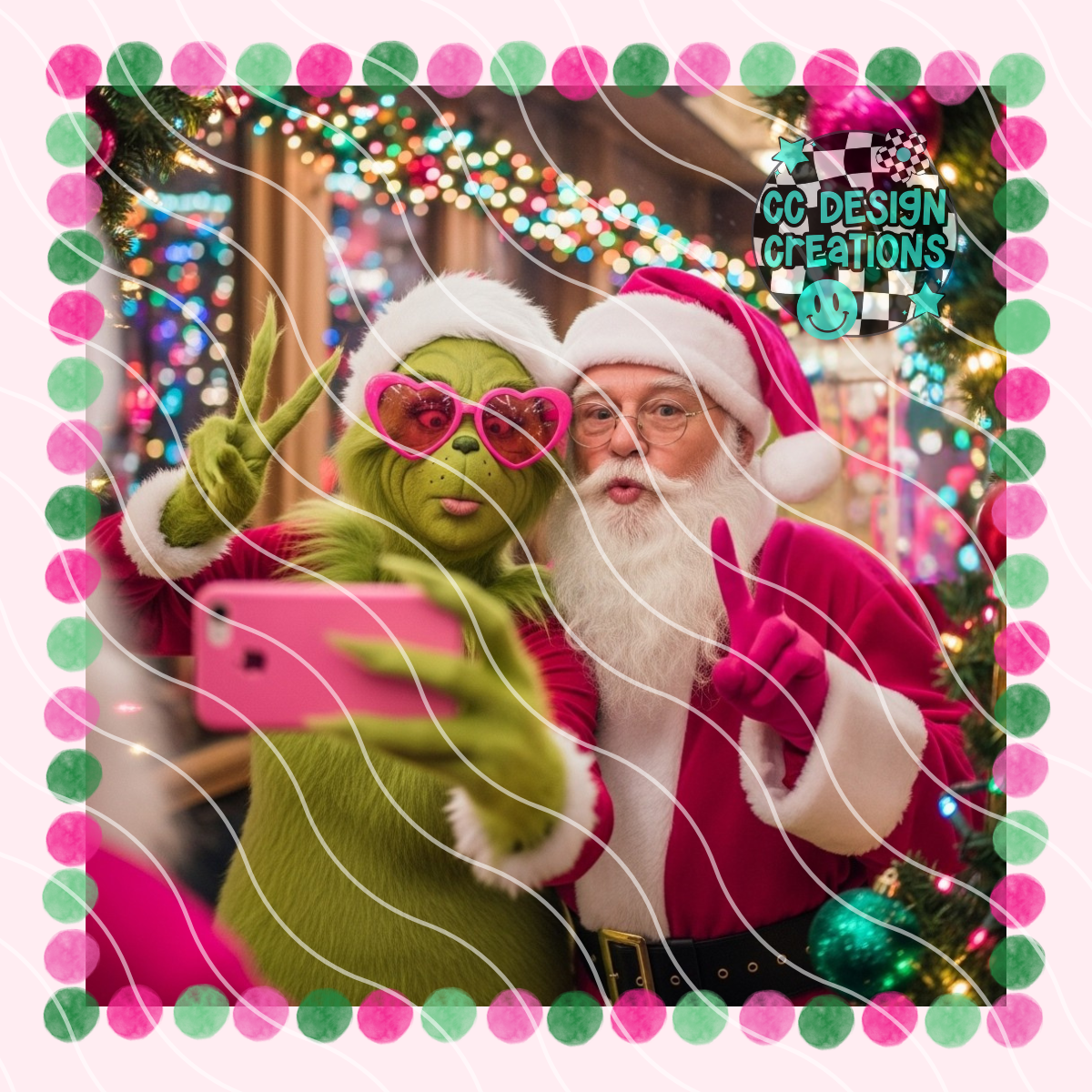 G rinch and Santa Selfie PNG Digital Download