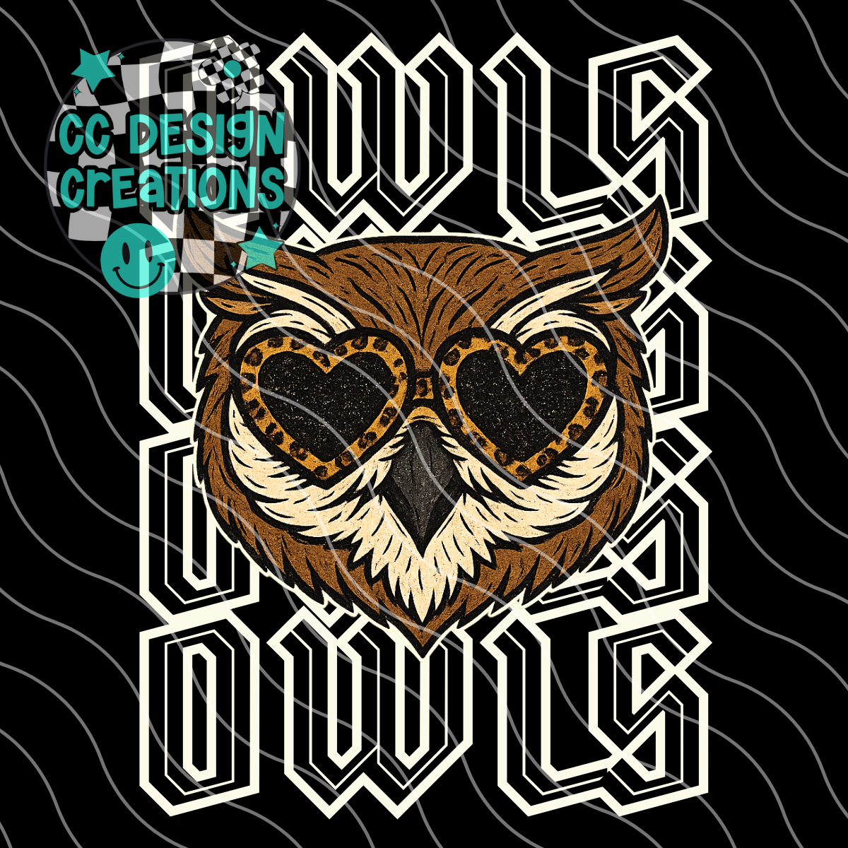 Owls Preppy Grunge Mascot PNG Digital Download