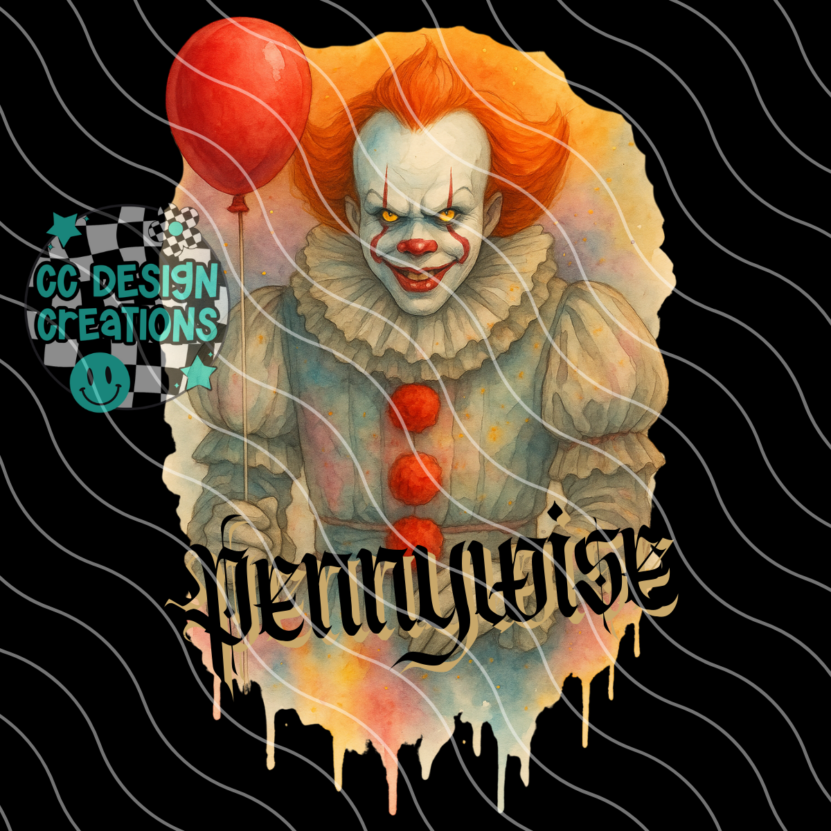 Penny wise Horror Watercolor PNG Digital Download