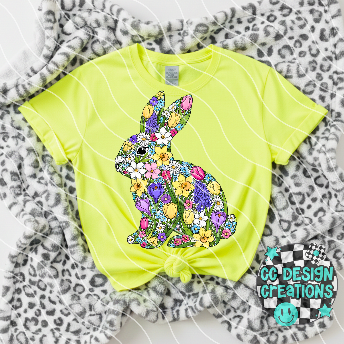 Spring Flowers Bunny PNG Digital Download