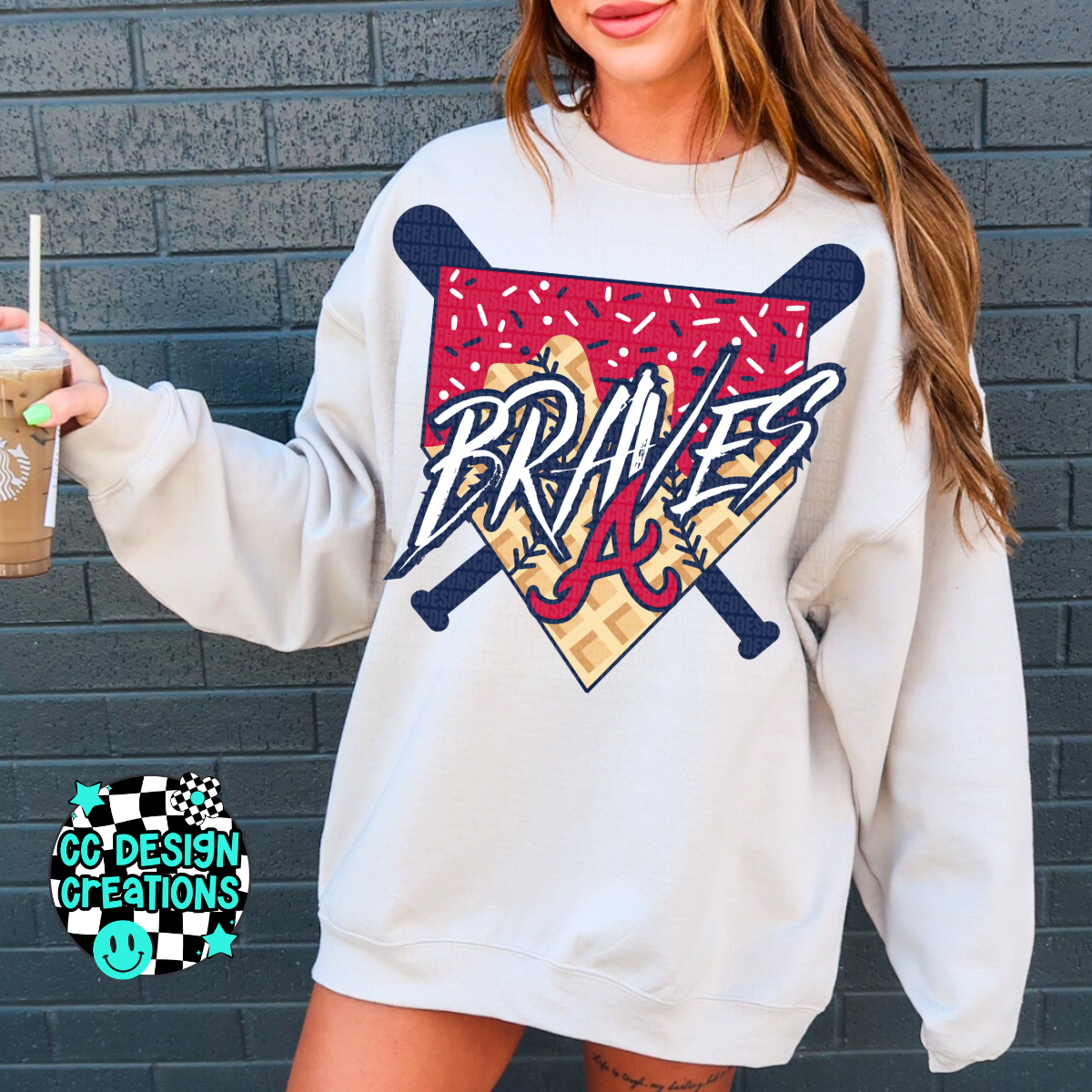 Braves Baseball Drip PNG Digital Download