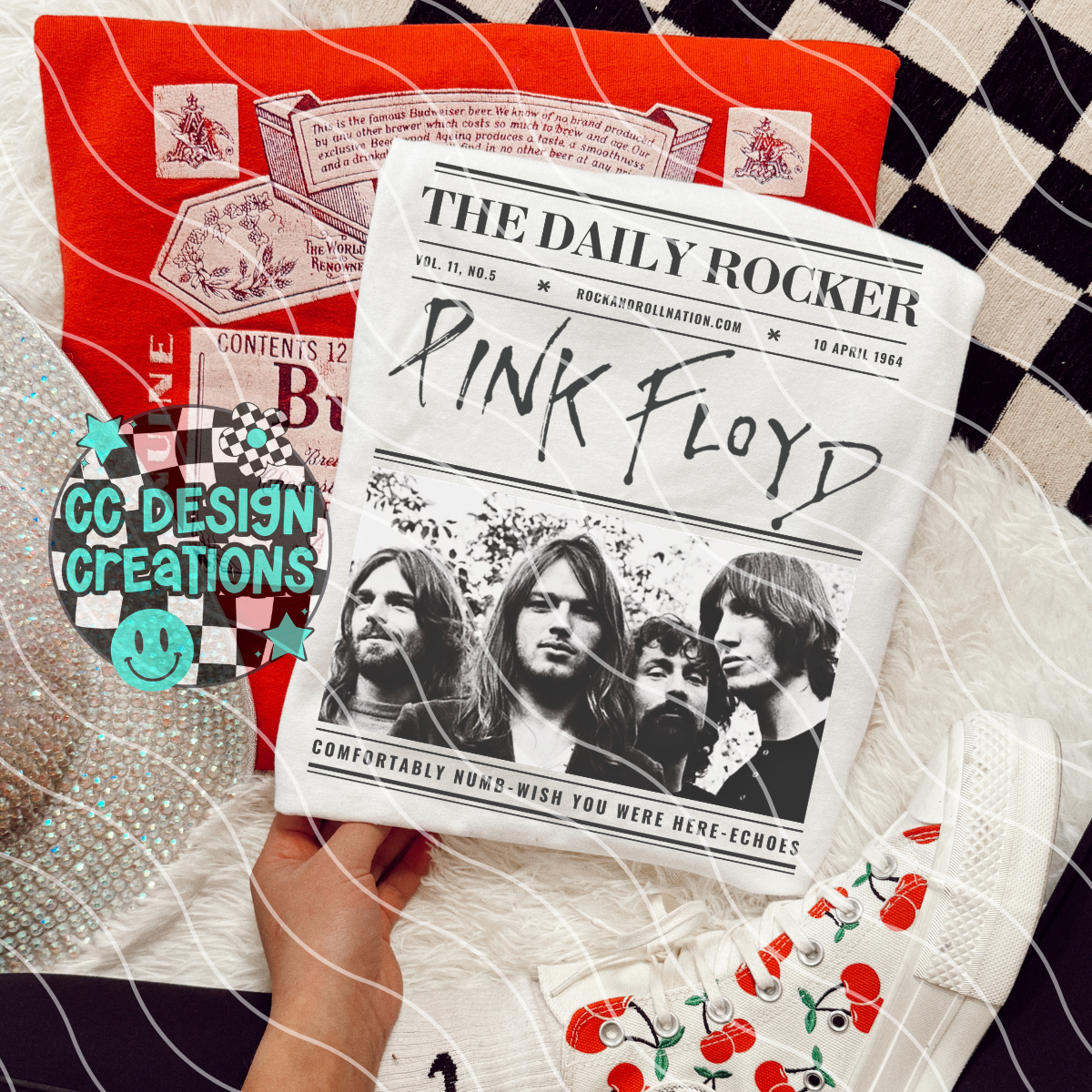 Rock N Roll Newspaper Pink Floyd PNG Digital Download