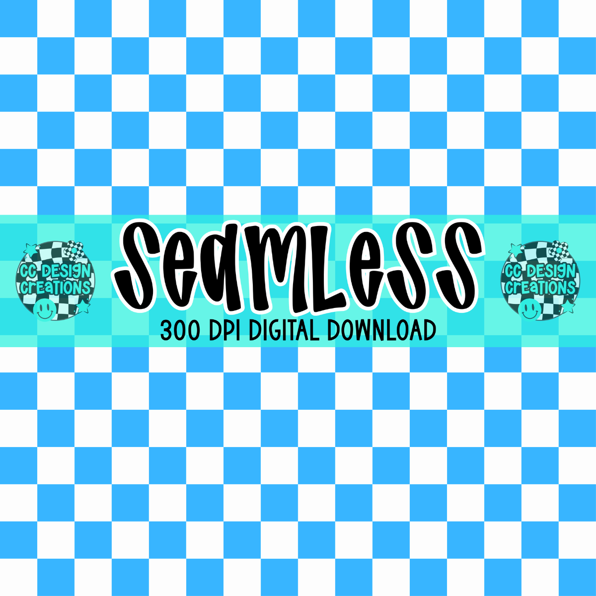 Blue Checkered 4th of July SEAMLESS PNG Digital Download