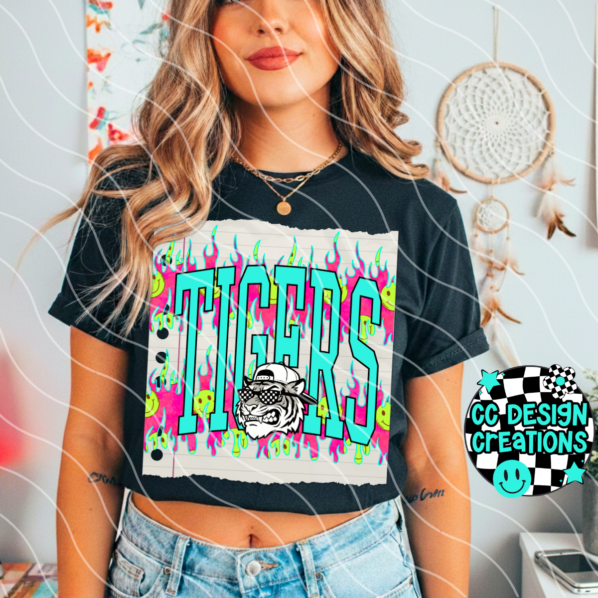 TIGERS SMILEY MASCOT PNG DIGITAL DOWNLOAD