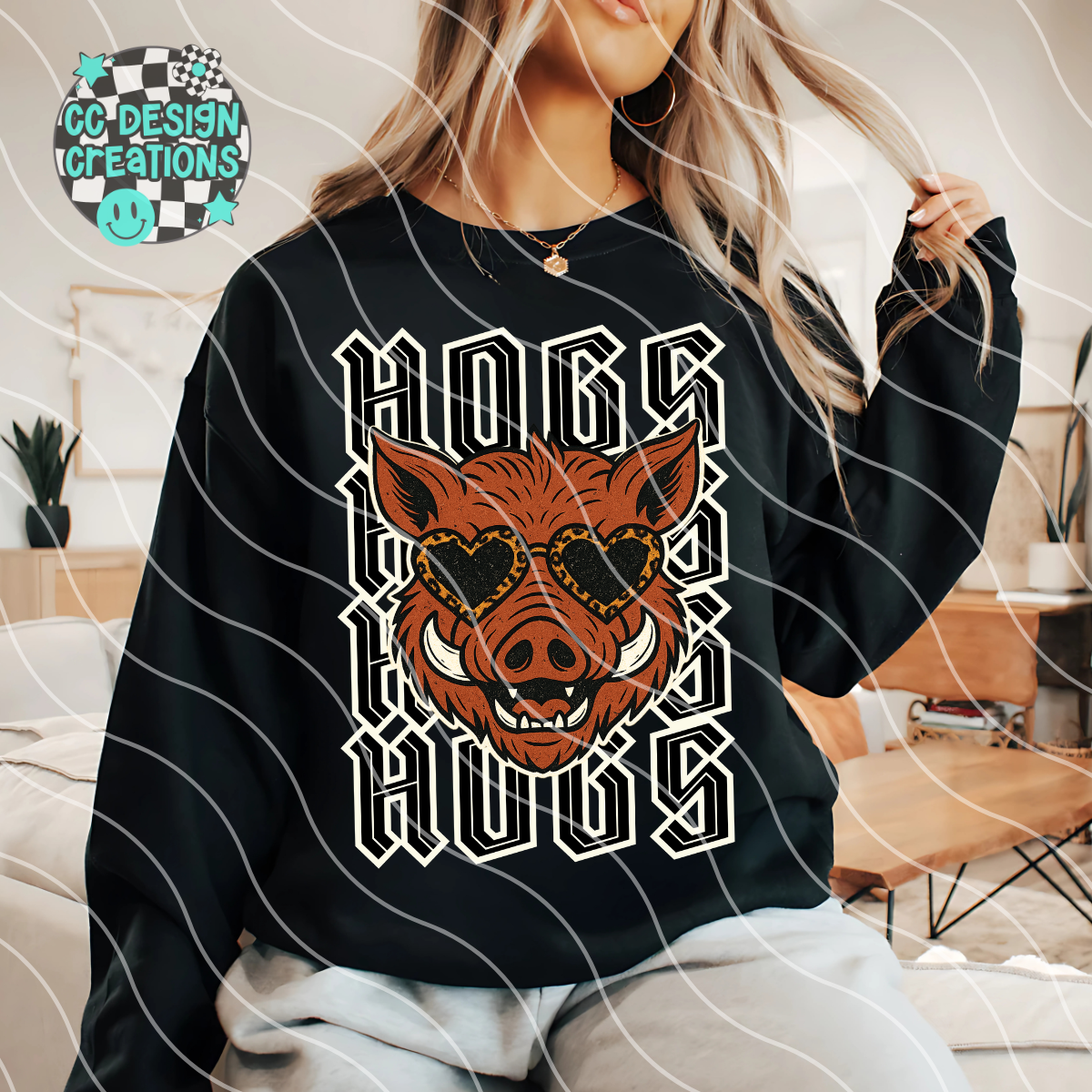 Hogs Preppy Grunge Mascot PNG Digital Download