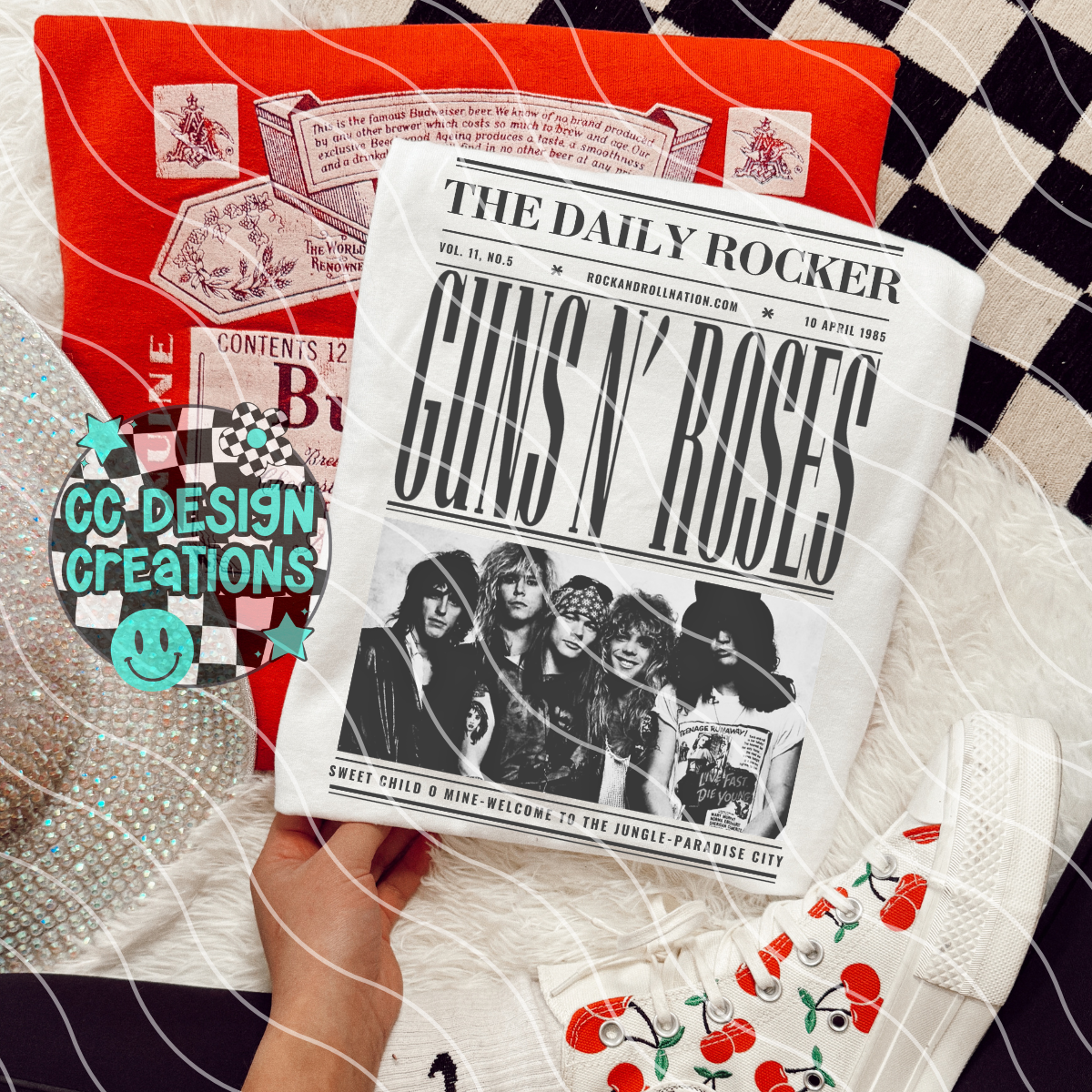 Rock N Roll Newspaper GunsNRoses PNG Digital Download