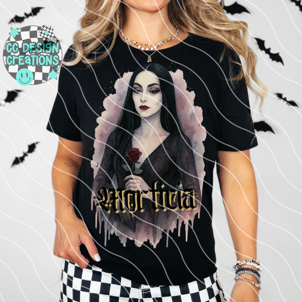 Morticia Horror Watercolor PNG Digital Download