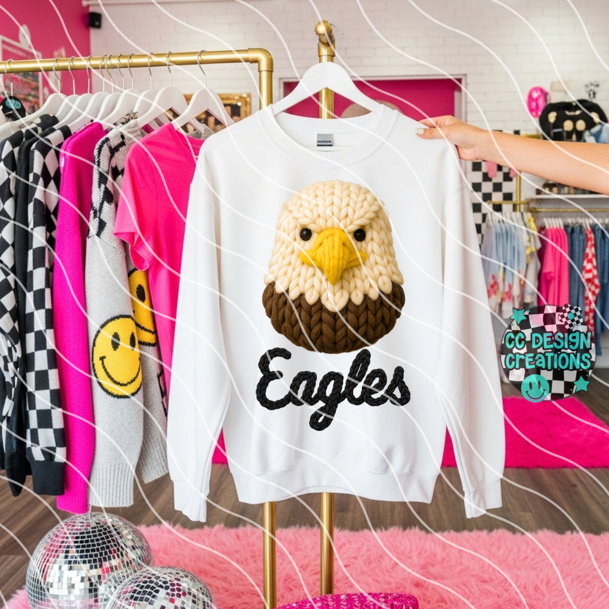 FAUX YARN Eagles Mascot PNG Digital Download