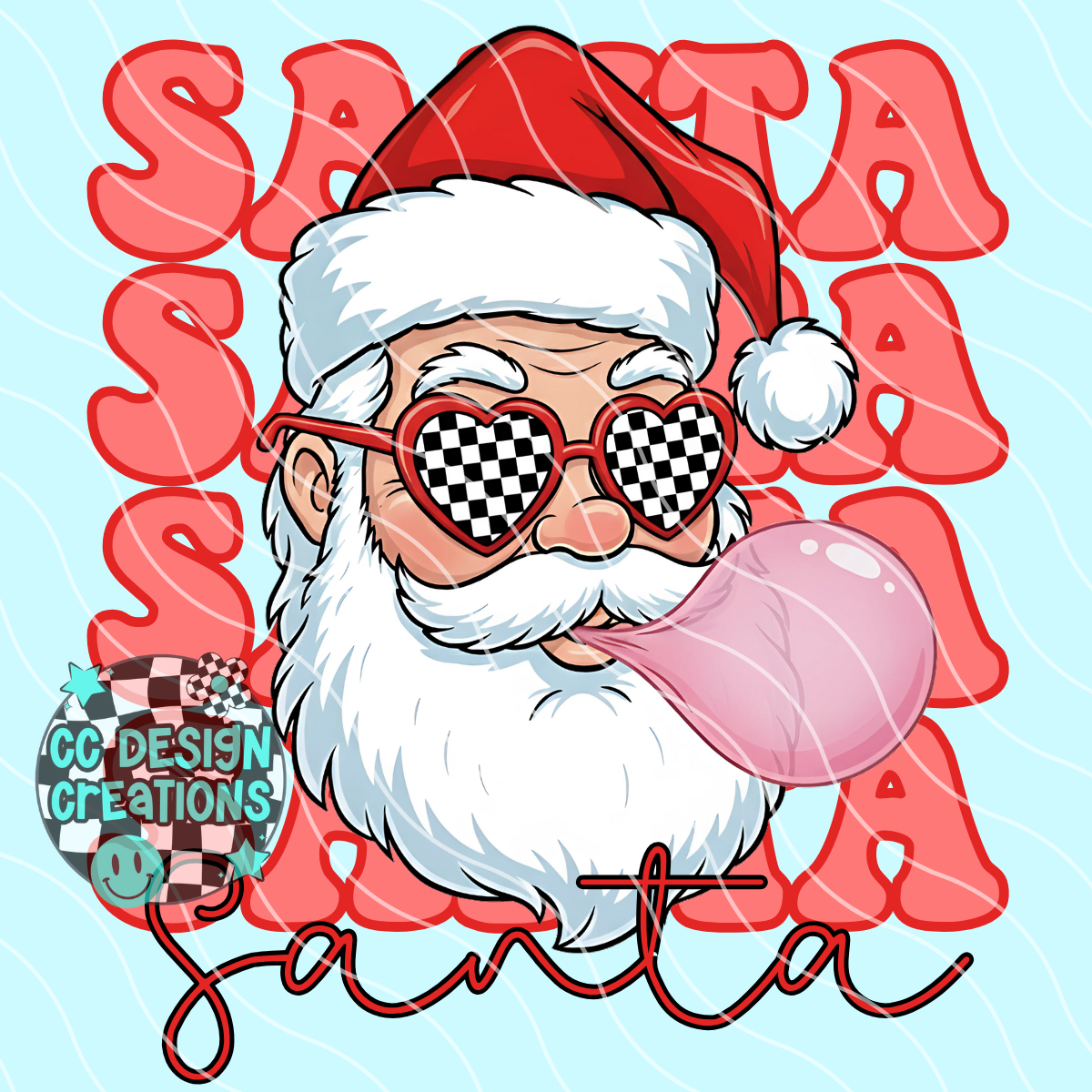 Retro Christmas Santa PNG Digital Download