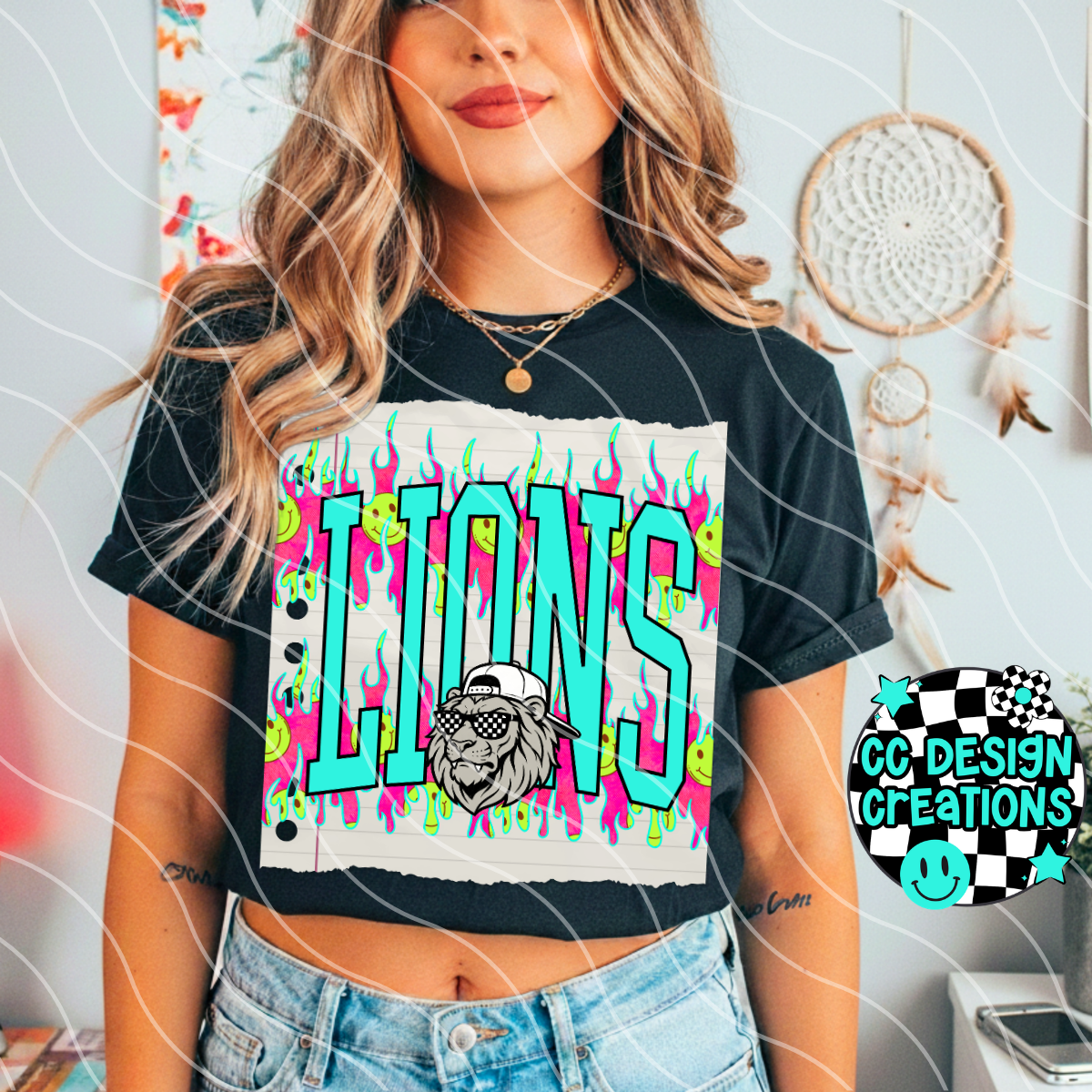LIONS SMILEY MASCOT PNG DIGITAL DOWNLOAD