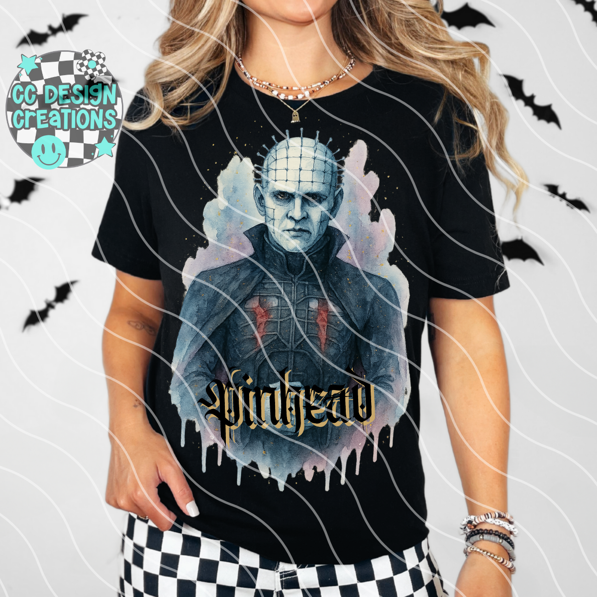 Pinhead Horror Watercolor PNG Digital Download