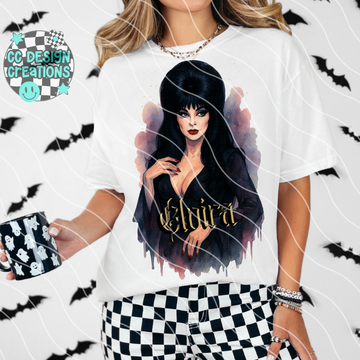 Elvira Horror Watercolor PNG Digital Download