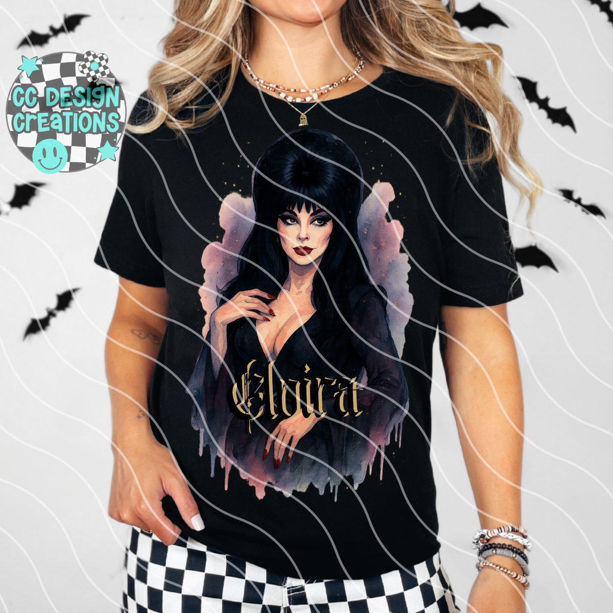 Elvira Horror Watercolor PNG Digital Download