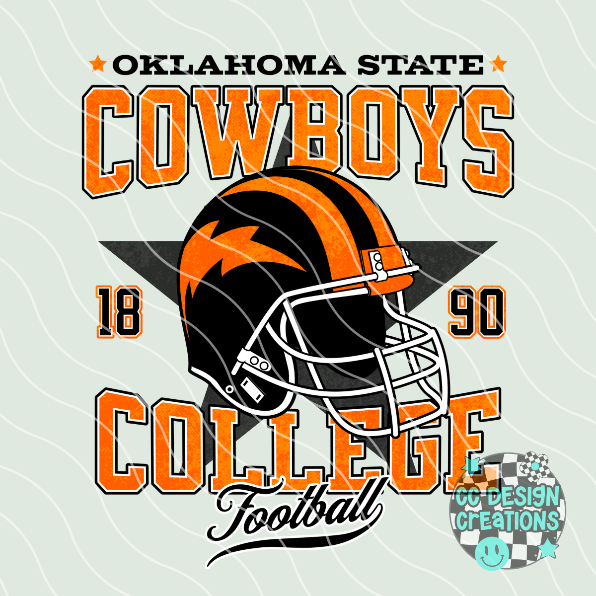 Retro All Star OK State Cowboys Football PNG Digital Download
