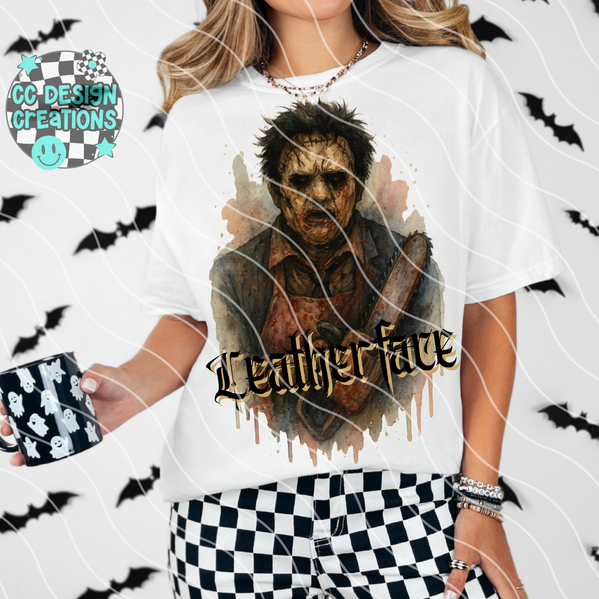 Leatherface Horror Watercolor PNG Digital Download