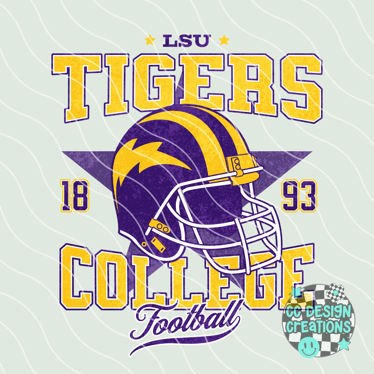Retro All Star L S U Tigers Football PNG Digital Download