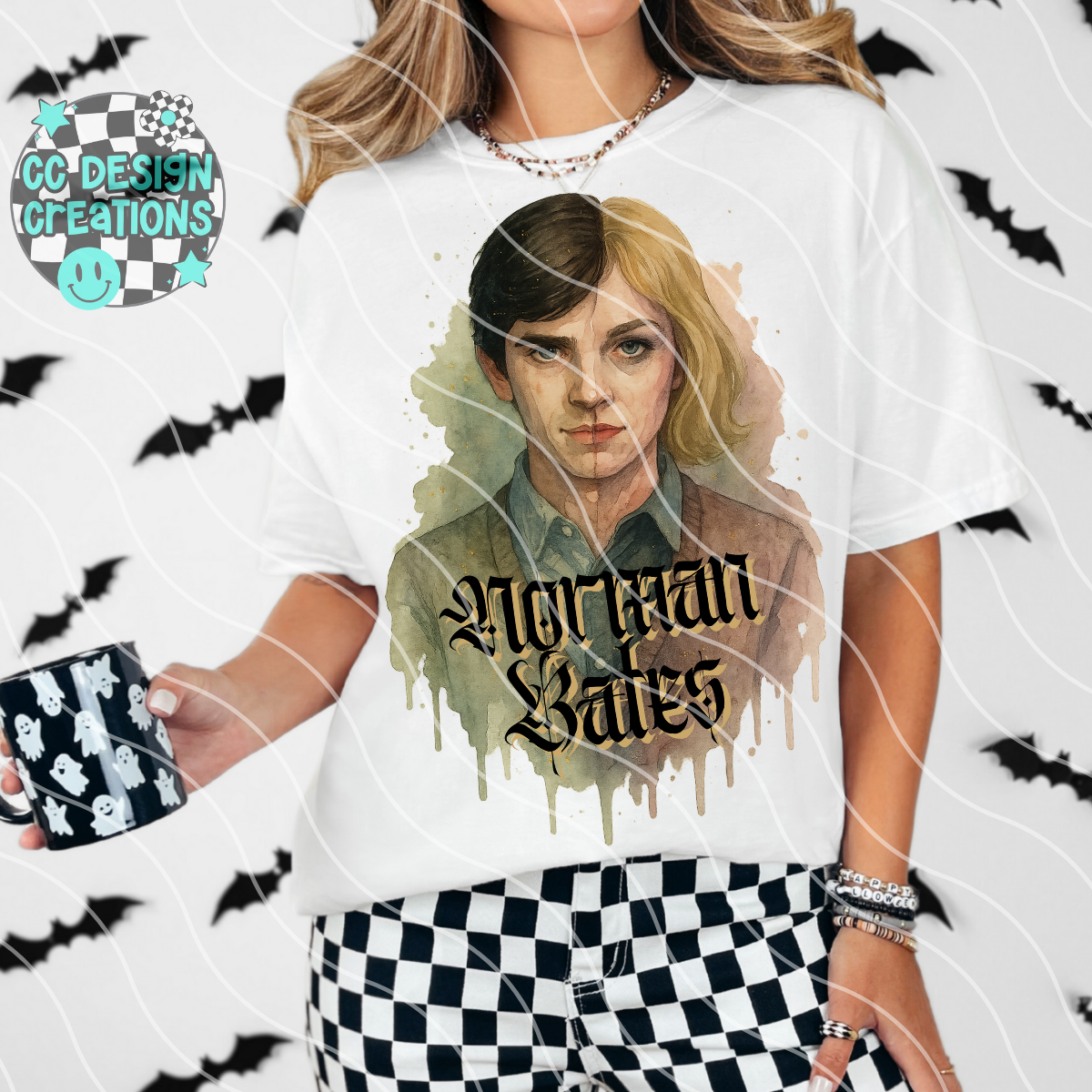 Norman Bates Horror Watercolor PNG Digital Download