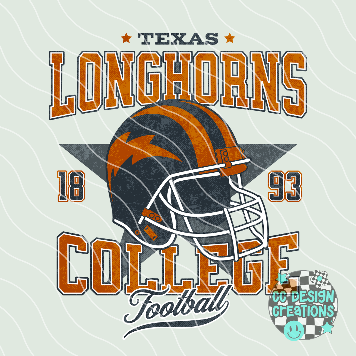 Retro All Star TX Horns Football PNG Digital Download