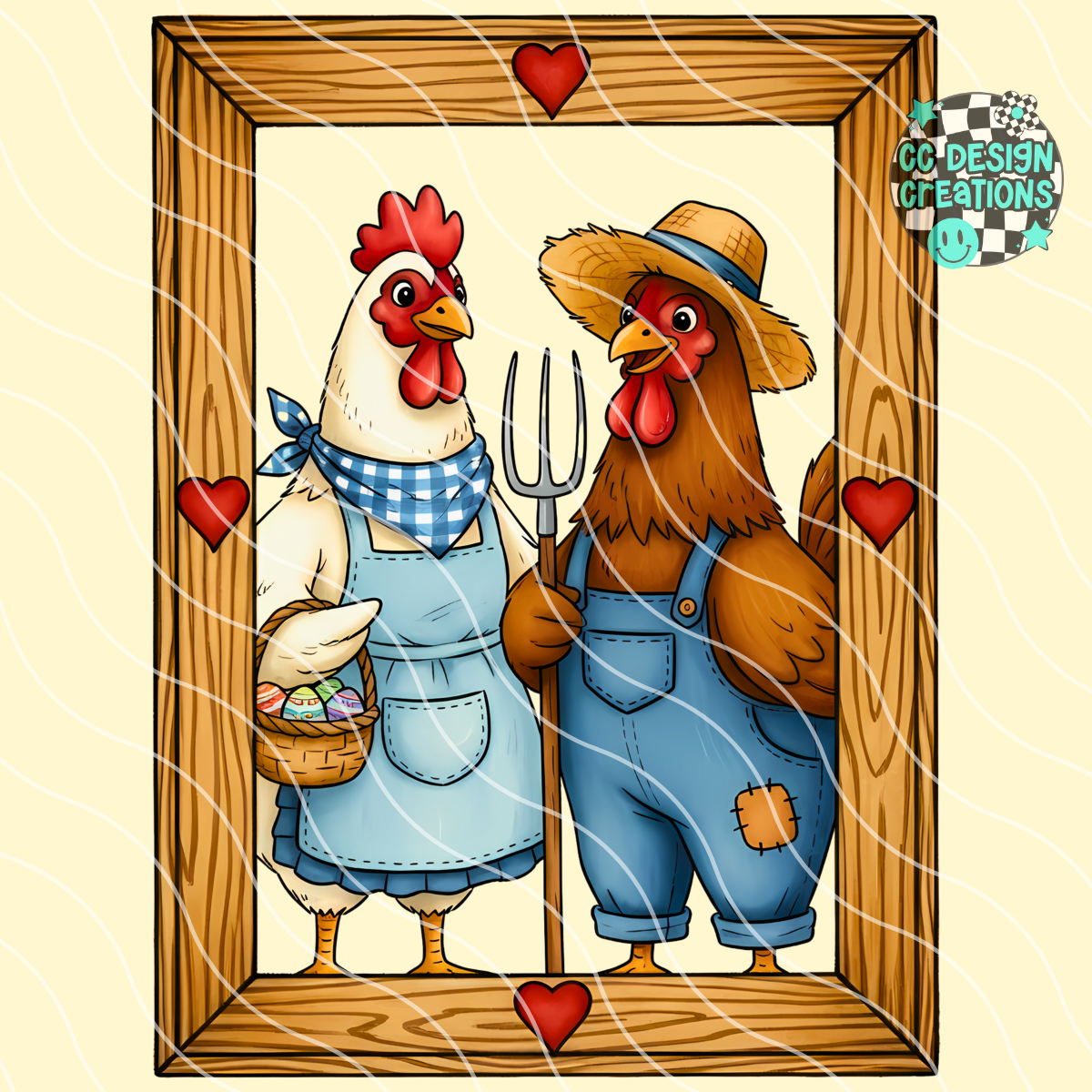 Mom and Pop Chickens PNG Digital Download