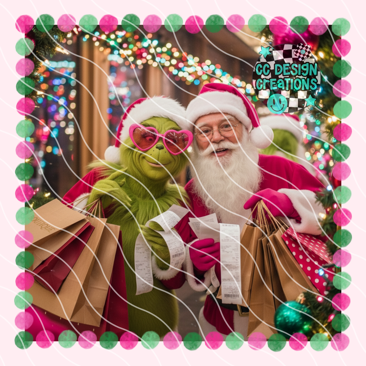 G rinch and Santa Shopping PNG Digital Download