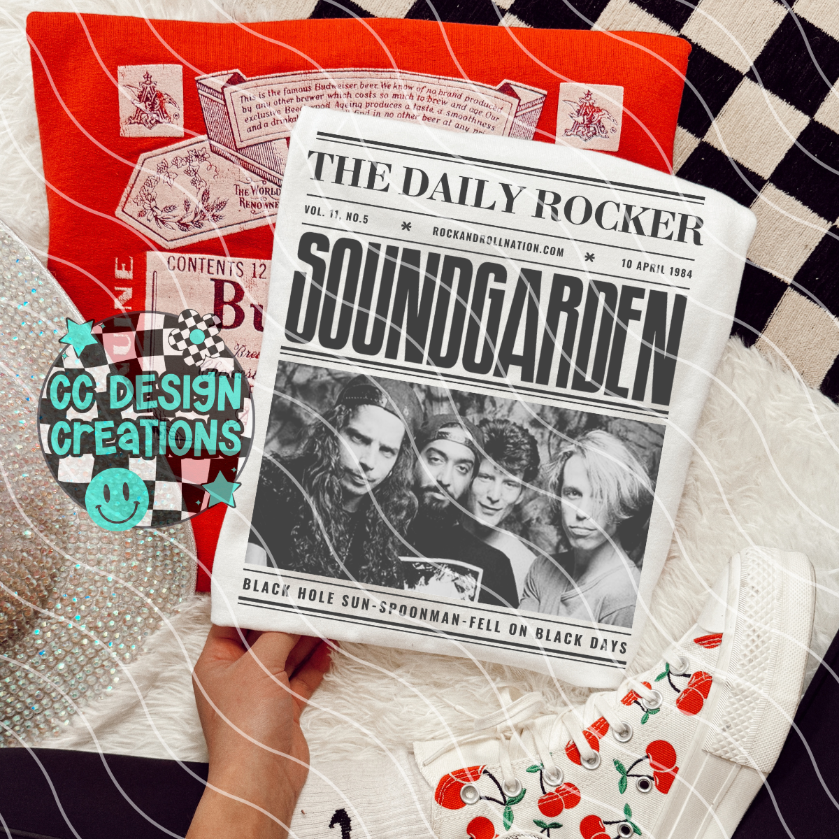 Rock N Roll Newspaper Sound garden PNG Digital Download