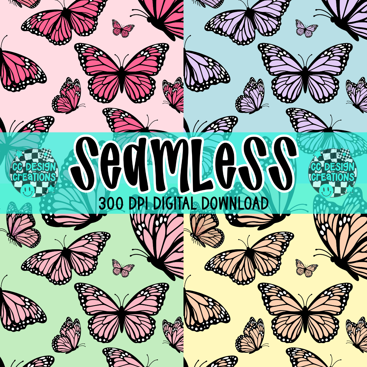 SEAMLESS Spring Butterfly Bundle PNG Digital Download