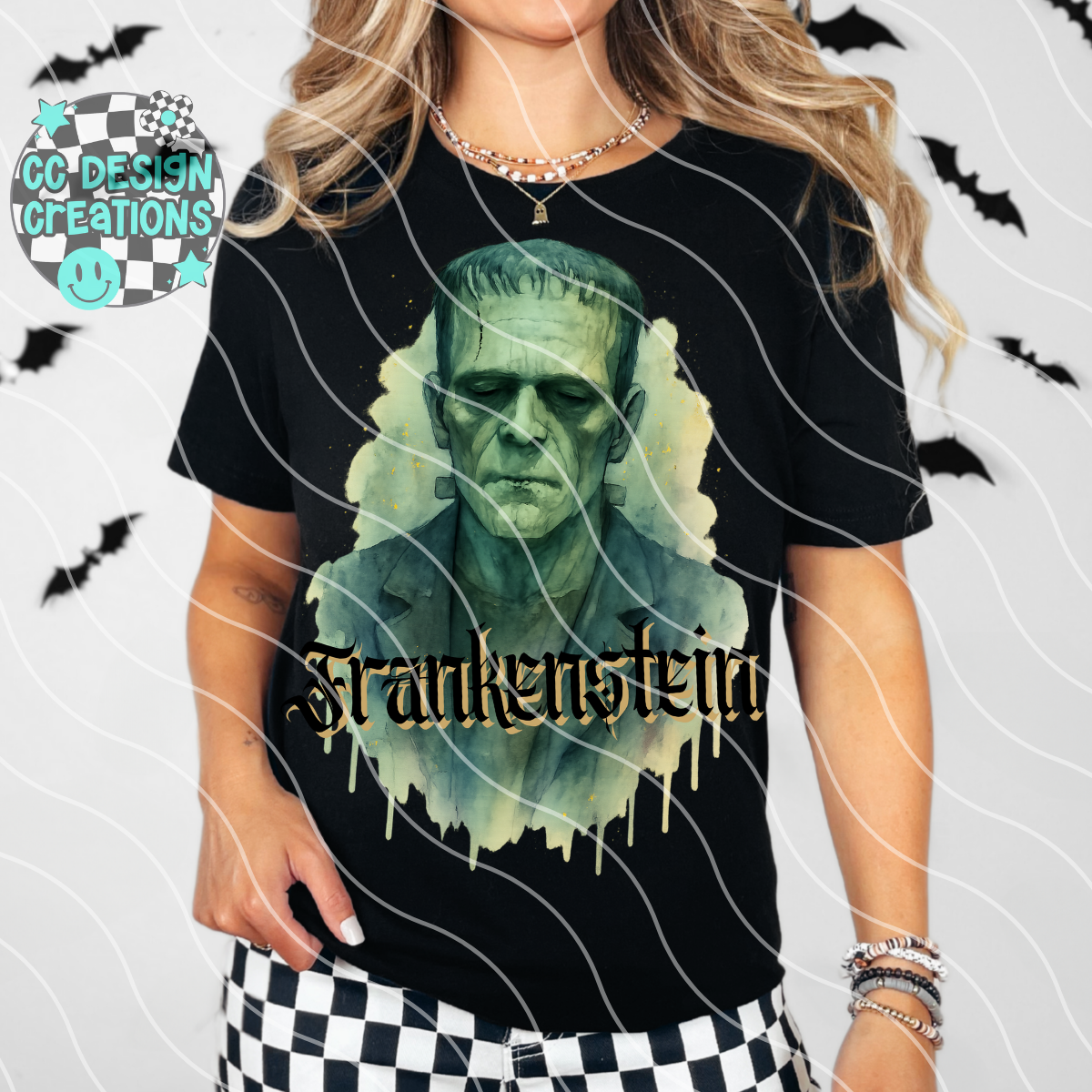 Frankenstein Horror Watercolor PNG Digital Download