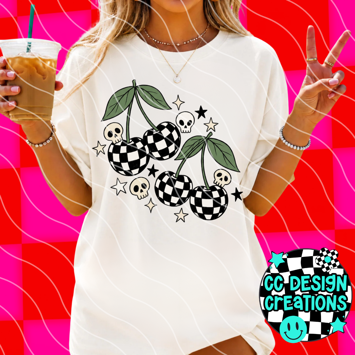 CHECKER CHERRIES PNG DIGITAL DOWNLOAD