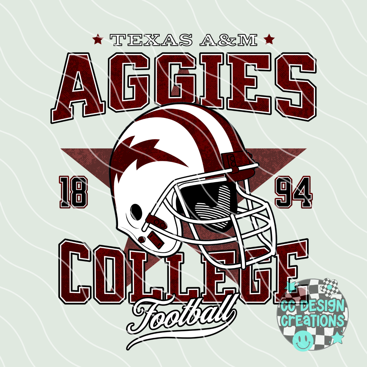 Retro All Star Aggies Football PNG Digital Download